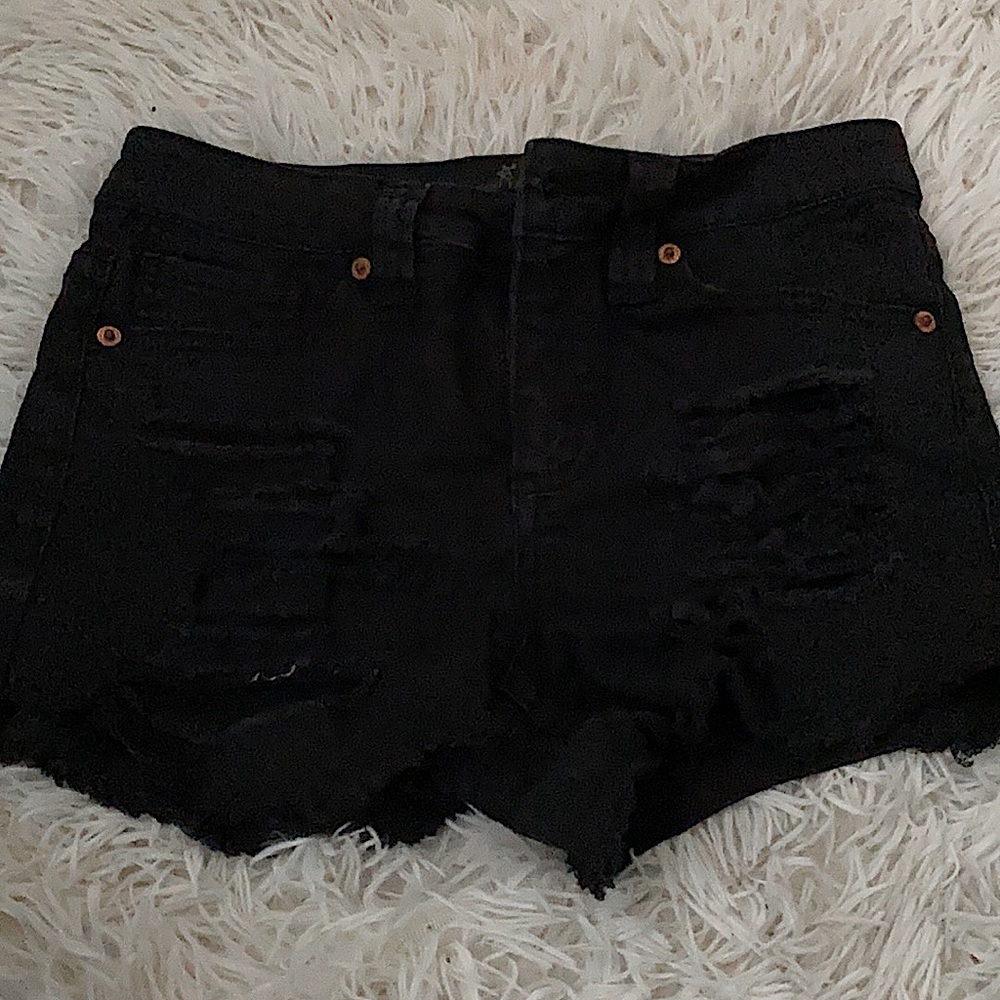 black ripped shorts size 0